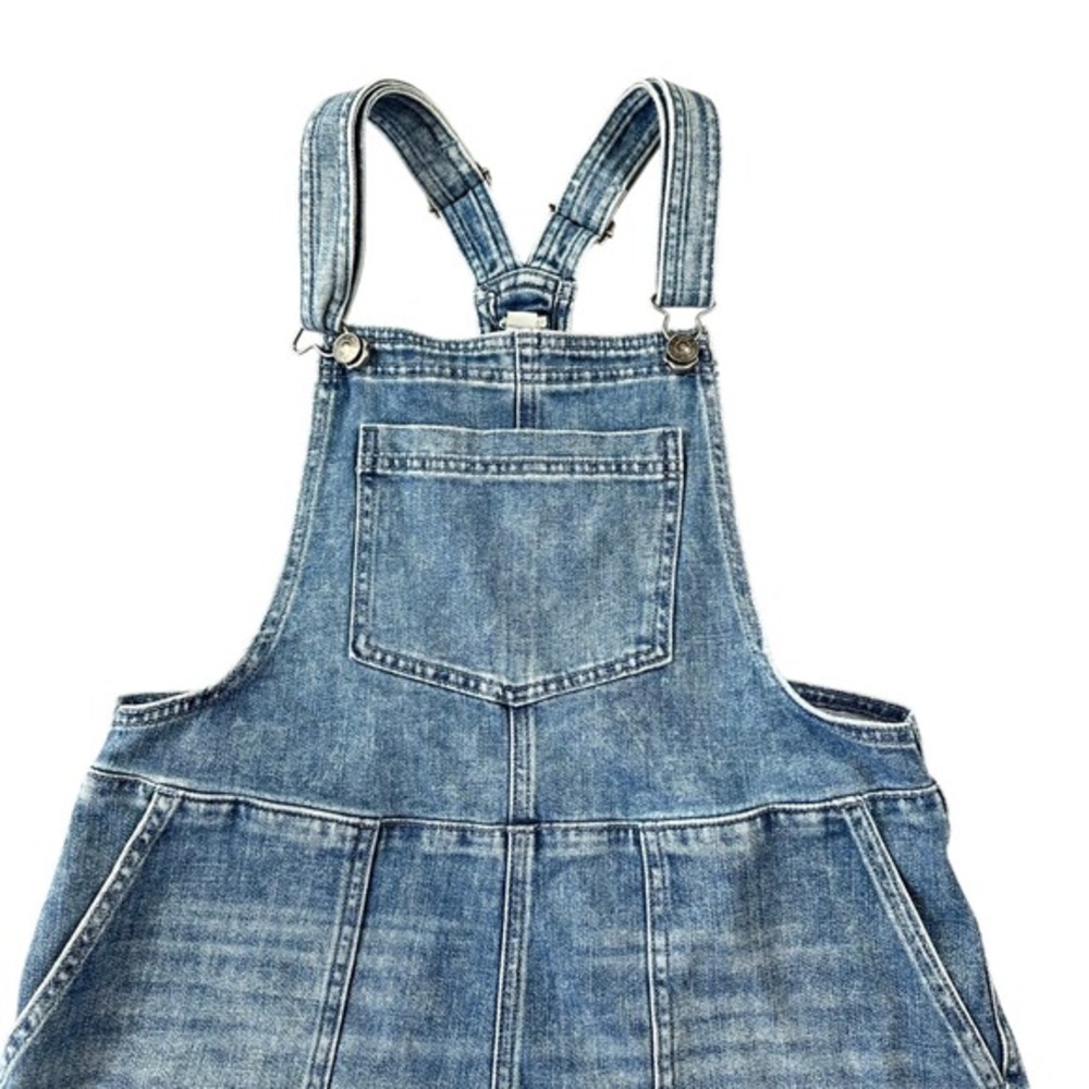 Aerie Size Small Denim Shortall Overalls Medium Wash Daisy Embroidery Summer - Picture 2 of 10